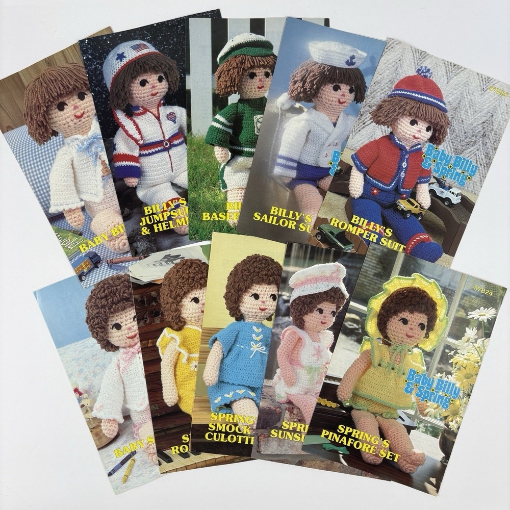 Annie's Pattern Club Soft Sculpture Doll Crochet Patterns Lot of 10 Billy Spring